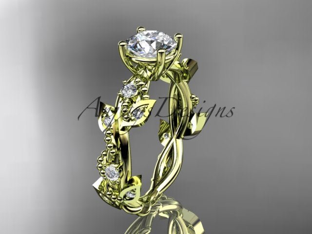 Nature Inspired 1 Carat Lab Grown Diamond Engagement Ring Round Brilliant CVD Diamond Ring