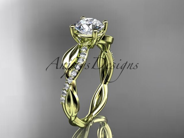Nature Inspired Engagement Ring 1 Carat Round Lab Grown Diamond D VS1 Leaf Ring