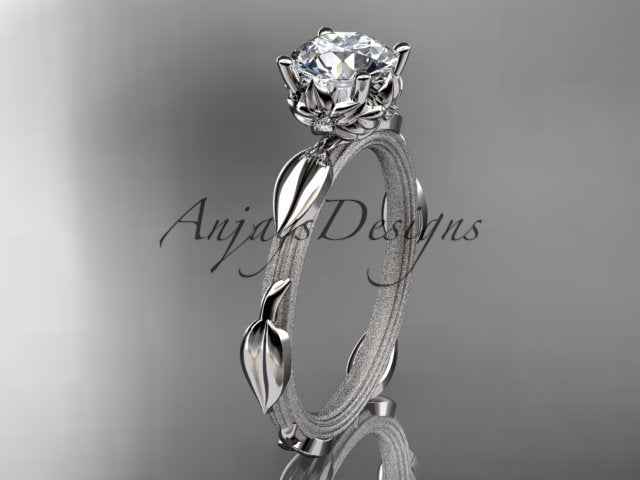 Nature Inspired Diamond Engagement Ring Round 1 Carat Round Diamond Leaf Vine Branch Wedding Ring
