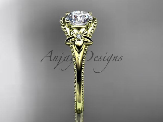 1 CT Lab Grown Diamond Engagement Ring Nature Inspired Ring Dainty