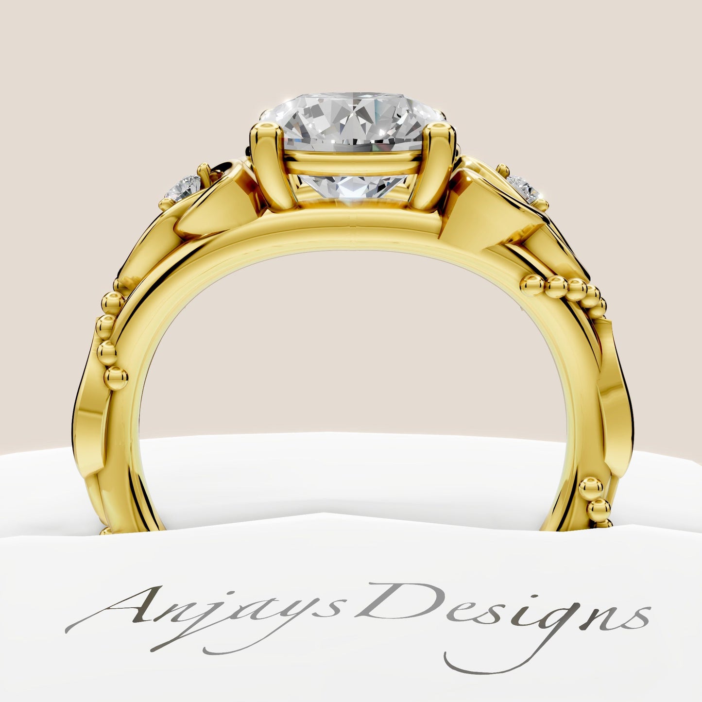 Celtic Engagement Ring 2 Carat Round Lab Grown Diamond Wedding Ring Celtic Knot Ring Nature Inspired