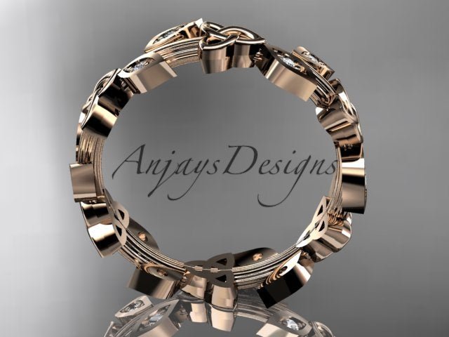 Celtic Wedding Band Nature Inspired Lab Grown Diamond Ring Celtic Knot Bridal Band