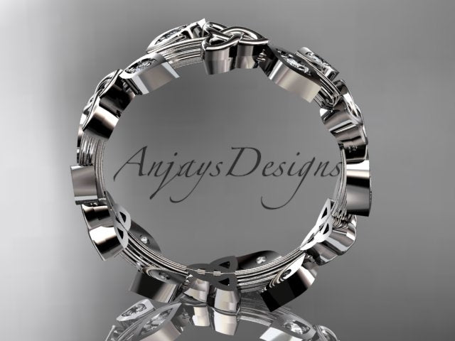 Celtic Wedding Band Nature Inspired Lab Grown Diamond Ring Celtic Knot Bridal Band