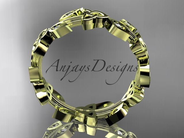 Celtic Wedding Band Nature Inspired Lab Grown Diamond Ring Celtic Knot Bridal Band