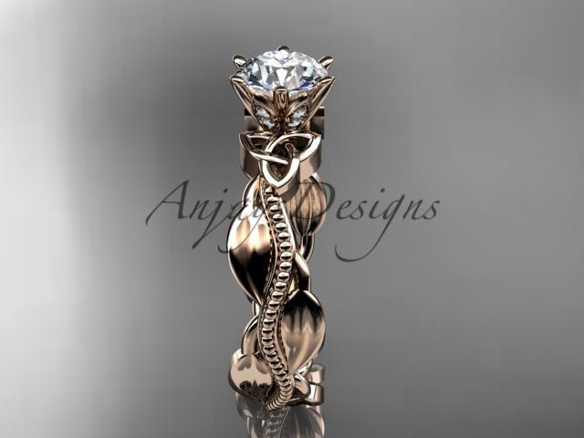 Diamond Celtic Engagement Ring Lab Grown Diamond Nature Inspired Wedding Ring