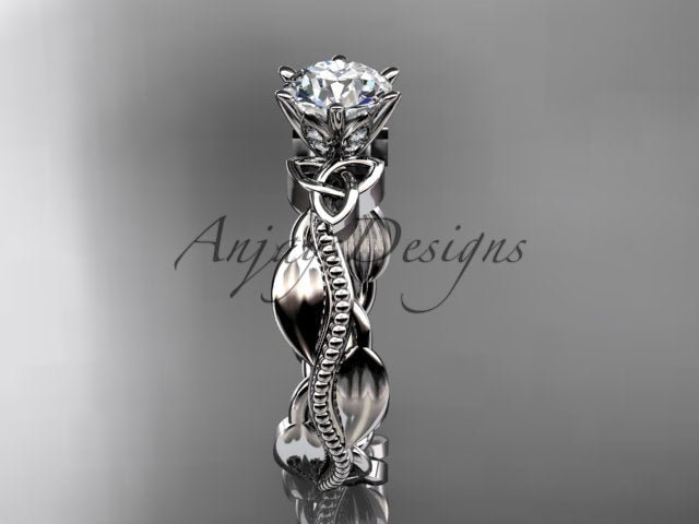 Diamond Celtic Engagement Ring Lab Grown Diamond Nature Inspired Wedding Ring
