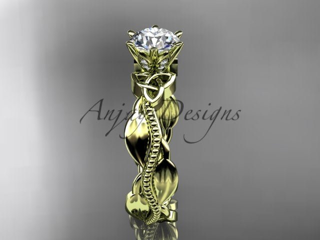 Diamond Celtic Engagement Ring Lab Grown Diamond Nature Inspired Wedding Ring