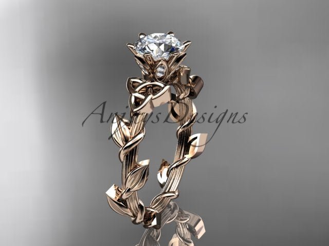 Nature Inspired Celtic Engagement Ring 1 Carat Diamond Trinity Knot Nature Ring IGI Certified