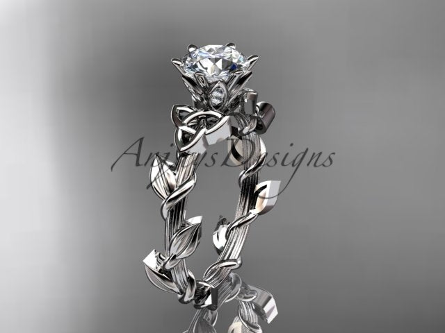 Nature Inspired Celtic Engagement Ring 1 Carat Diamond Trinity Knot Nature Ring IGI Certified