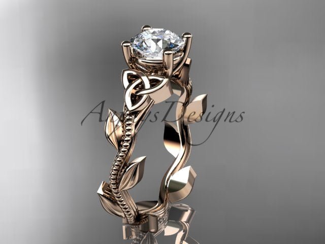 Nature Inspired Celtic Engagement Ring 1 Carat Lab Grown Diamond Trinity Knot Wedding Ring