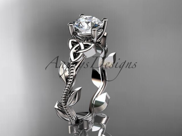 Nature Inspired Celtic Engagement Ring 1 Carat Lab Grown Diamond Trinity Knot Wedding Ring