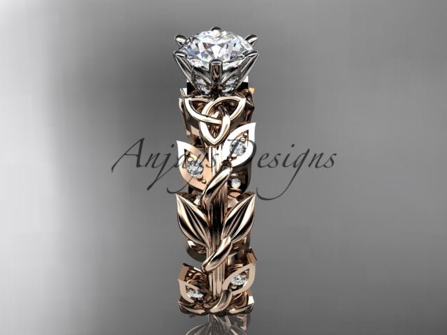 Celtic Engagement Ring Nature Inspired 1 Carat Lab Grown Diamond Trinity Knot Wedding Ring IGI Certified