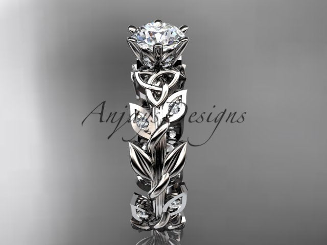 Celtic Engagement Ring Nature Inspired 1 Carat Lab Grown Diamond Trinity Knot Wedding Ring IGI Certified