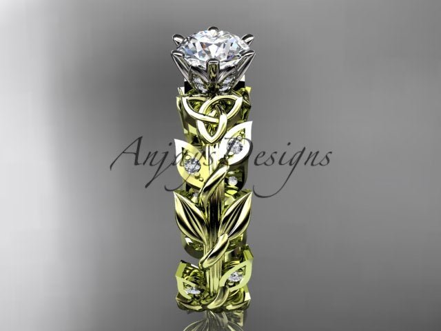 Celtic Engagement Ring Nature Inspired 1 Carat Lab Grown Diamond Trinity Knot Wedding Ring IGI Certified