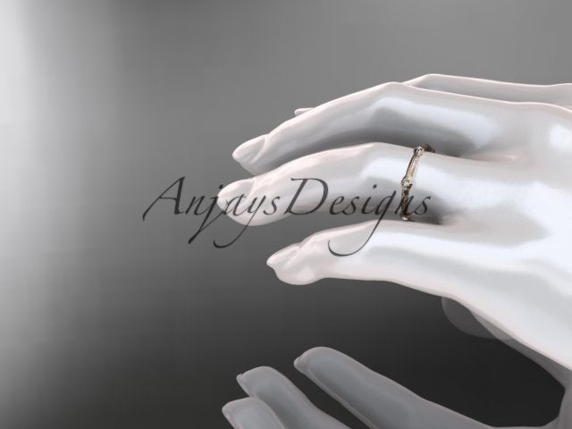 Petite Diamond Wedding Band Thin Wedding Band Nature Inspired Delicate Ring