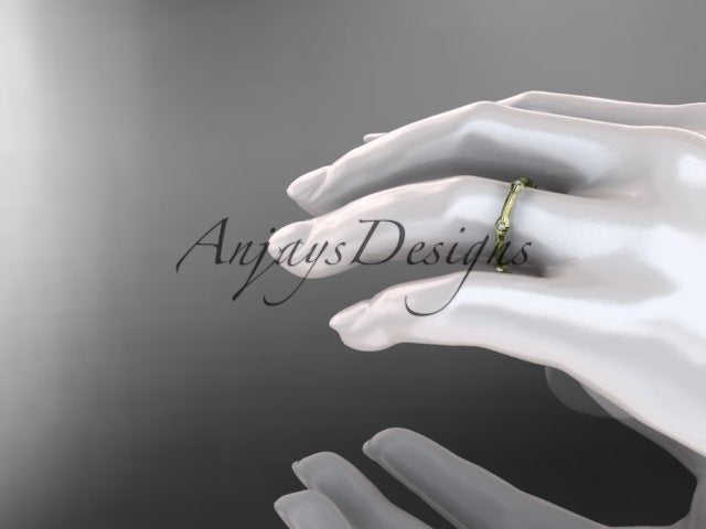 Petite Diamond Wedding Band Thin Wedding Band Nature Inspired Delicate Ring