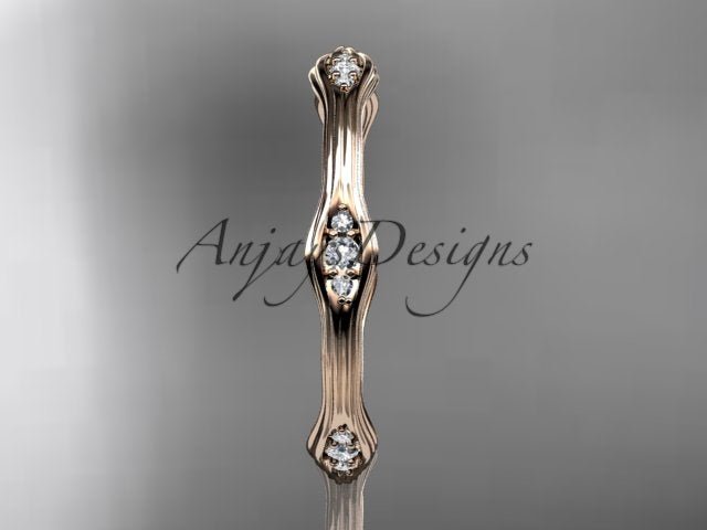 Diamond Branch Wedding Band Thin Dainty Wedding Band Nature Inspired Delicate Ring
