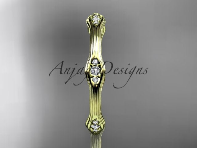 Diamond Branch Wedding Band Thin Dainty Wedding Band Nature Inspired Delicate Ring