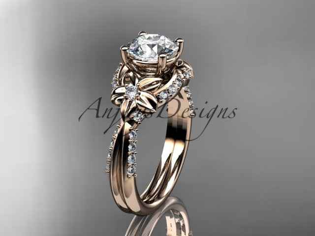 Nature Inspired Diamond Engagement Ring 1 Carat Diamond Lab Grown Flower Wedding Ring