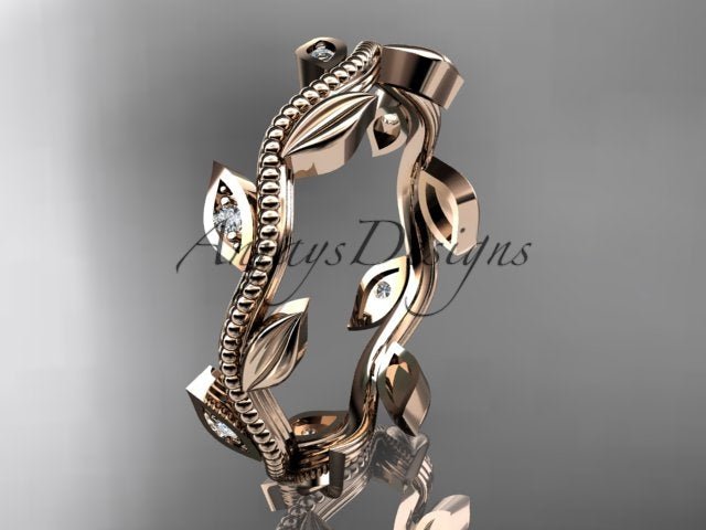 Nature Inspired Diamond Leaf Vine Wedding Band