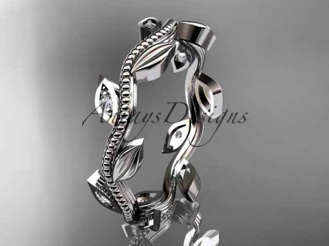 Nature Inspired Diamond Leaf Vine Wedding Band
