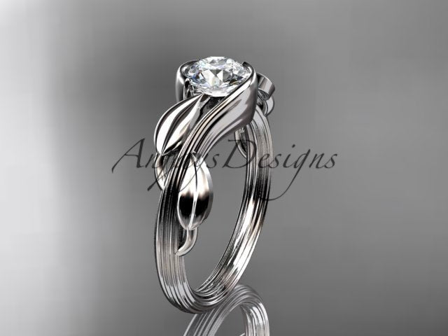 Nature Inspired Engagement Ring 1 Carat Round Diamond Ring Lab Grown Leaf and Vine Ring