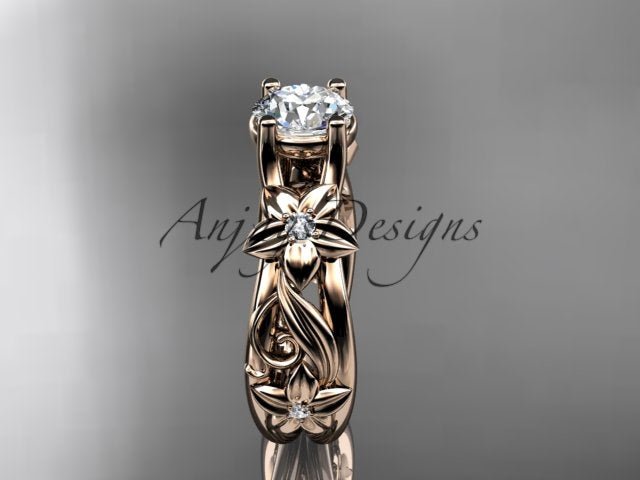 Unique Diamond Flower Engagement Ring Floral Wedding Ring Nature Inspired 1 Carat Lab Grown Diamond