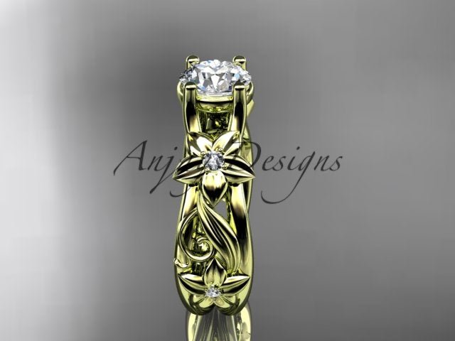 Unique Diamond Flower Engagement Ring Floral Wedding Ring Nature Inspired 1 Carat Lab Grown Diamond