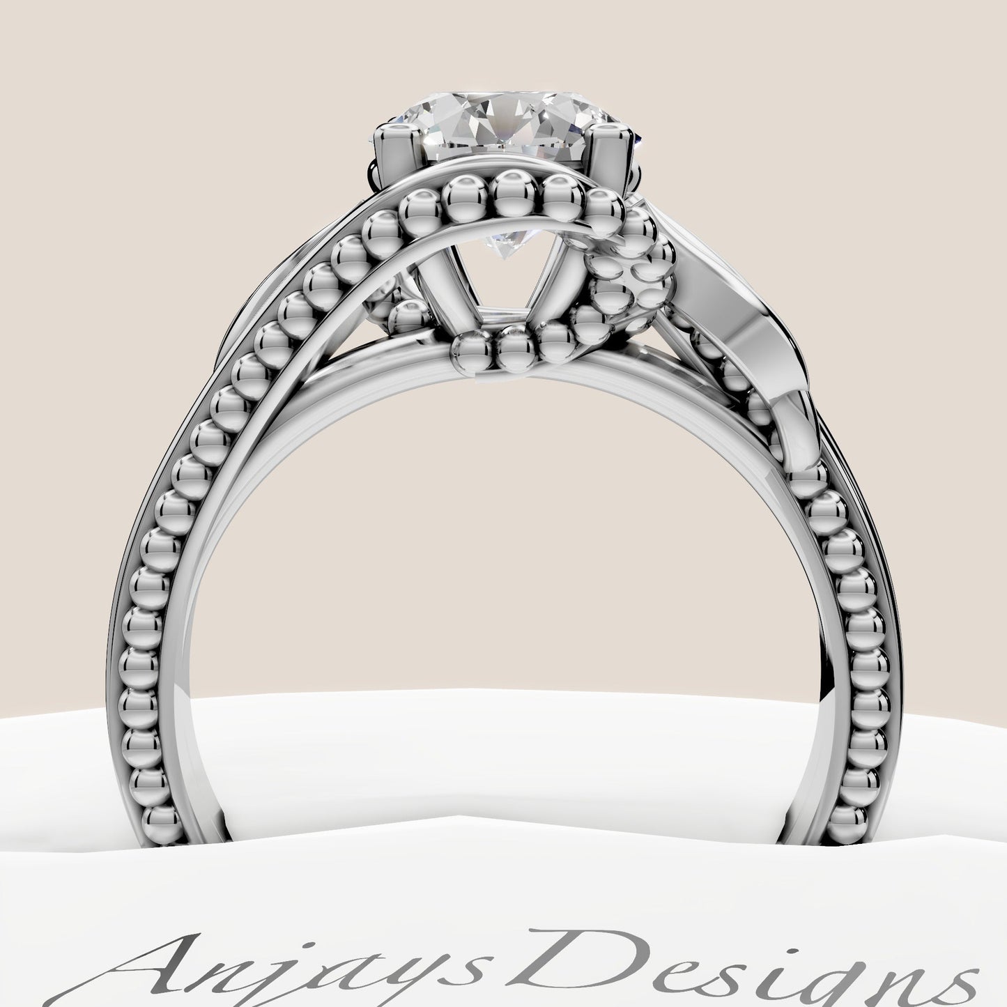 Unique Nature Inspired Engagement Ring 1 CT Lab Grown Diamond Floral Ring