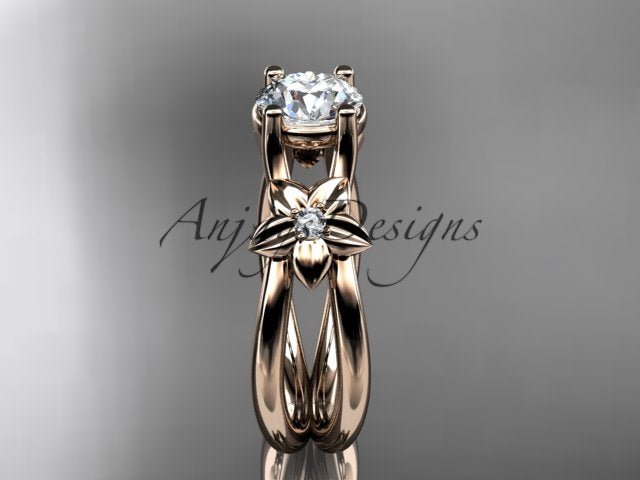 Flower Engagement Ring 1 Carat Round Lab Grown Diamond Nature Inspired Engagement Ring Unique Diamond Ring