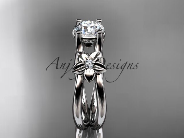 Flower Engagement Ring 1 Carat Round Lab Grown Diamond Nature Inspired Engagement Ring Unique Diamond Ring