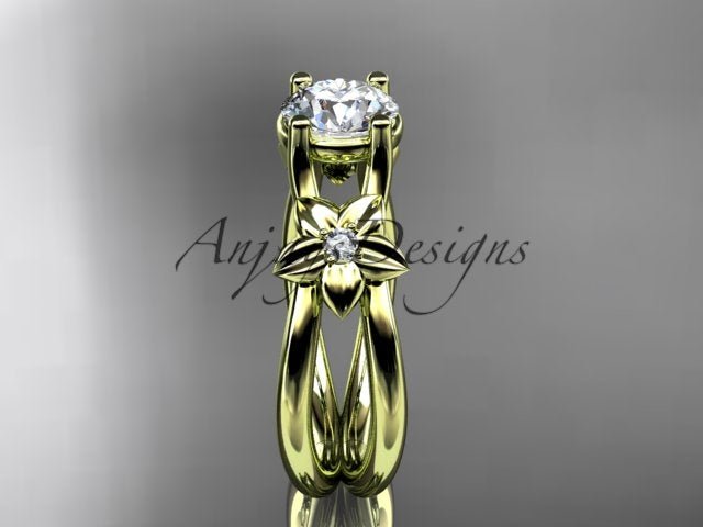 Flower Engagement Ring 1 Carat Round Lab Grown Diamond Nature Inspired Engagement Ring Unique Diamond Ring