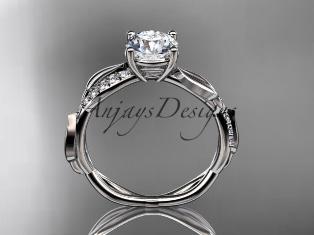Nature Inspired Engagement Ring 1 Carat Round Lab Grown Diamond D VS1 Leaf Ring