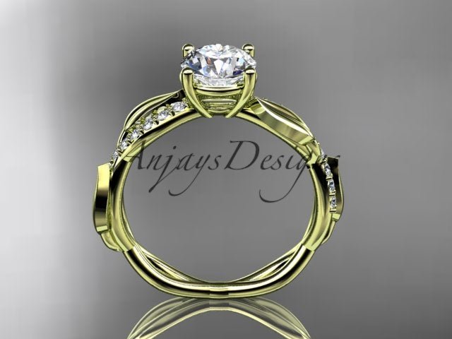 Nature Inspired Engagement Ring 1 Carat Round Lab Grown Diamond D VS1 Leaf Ring