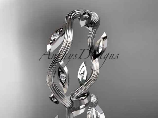 Nature Inspired Leaf Ring Lab Grown Diamond Dainty Wedding Band