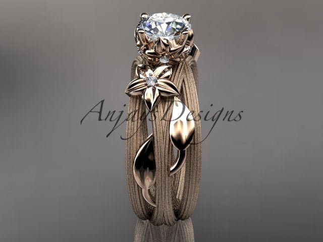 Floral Lab Grown Diamond Engagement Ring Leaf Vine 1 CT IGI Certified Diamond Ring Nature Inspired