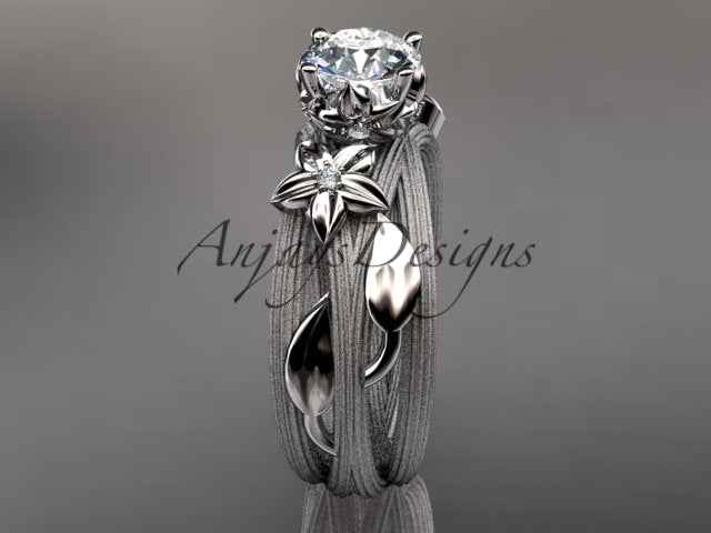 Floral Lab Grown Diamond Engagement Ring Leaf Vine 1 CT IGI Certified Diamond Ring Nature Inspired