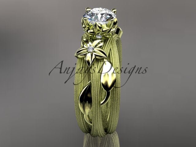 Floral Lab Grown Diamond Engagement Ring Leaf Vine 1 CT IGI Certified Diamond Ring Nature Inspired