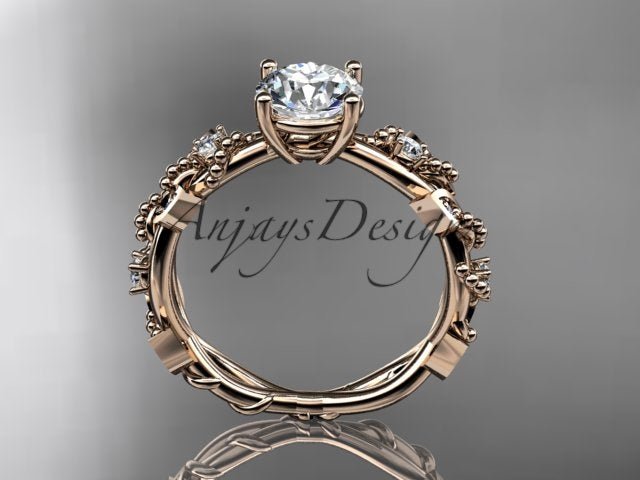 Nature Inspired 1 Carat Lab Grown Diamond Engagement Ring Round Brilliant CVD Diamond Ring