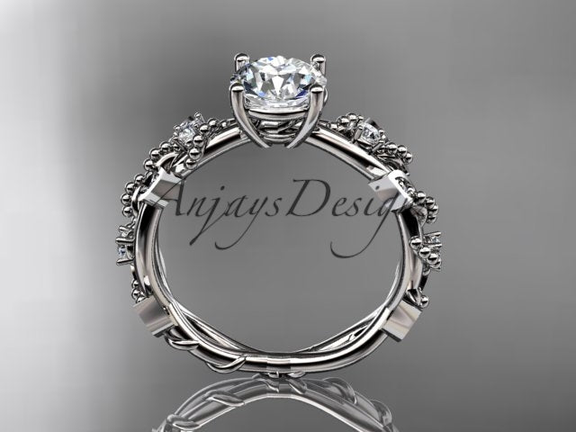 Nature Inspired 1 Carat Lab Grown Diamond Engagement Ring Round Brilliant CVD Diamond Ring