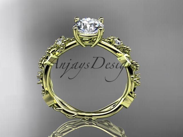 Nature Inspired 1 Carat Lab Grown Diamond Engagement Ring Round Brilliant CVD Diamond Ring