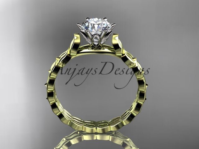 1 Carat Round Brilliant Lab Grown Diamond Nature Inspired Engagement Ring Leaf Dainty Nature Proposal Ring