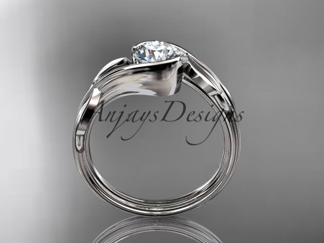Nature Inspired Engagement Ring 1 Carat Round Diamond Ring Lab Grown Leaf and Vine Ring