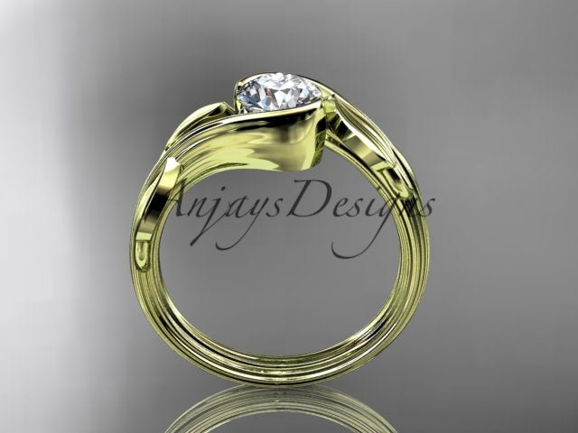 Nature Inspired Engagement Ring 1 Carat Round Diamond Ring Lab Grown Leaf and Vine Ring