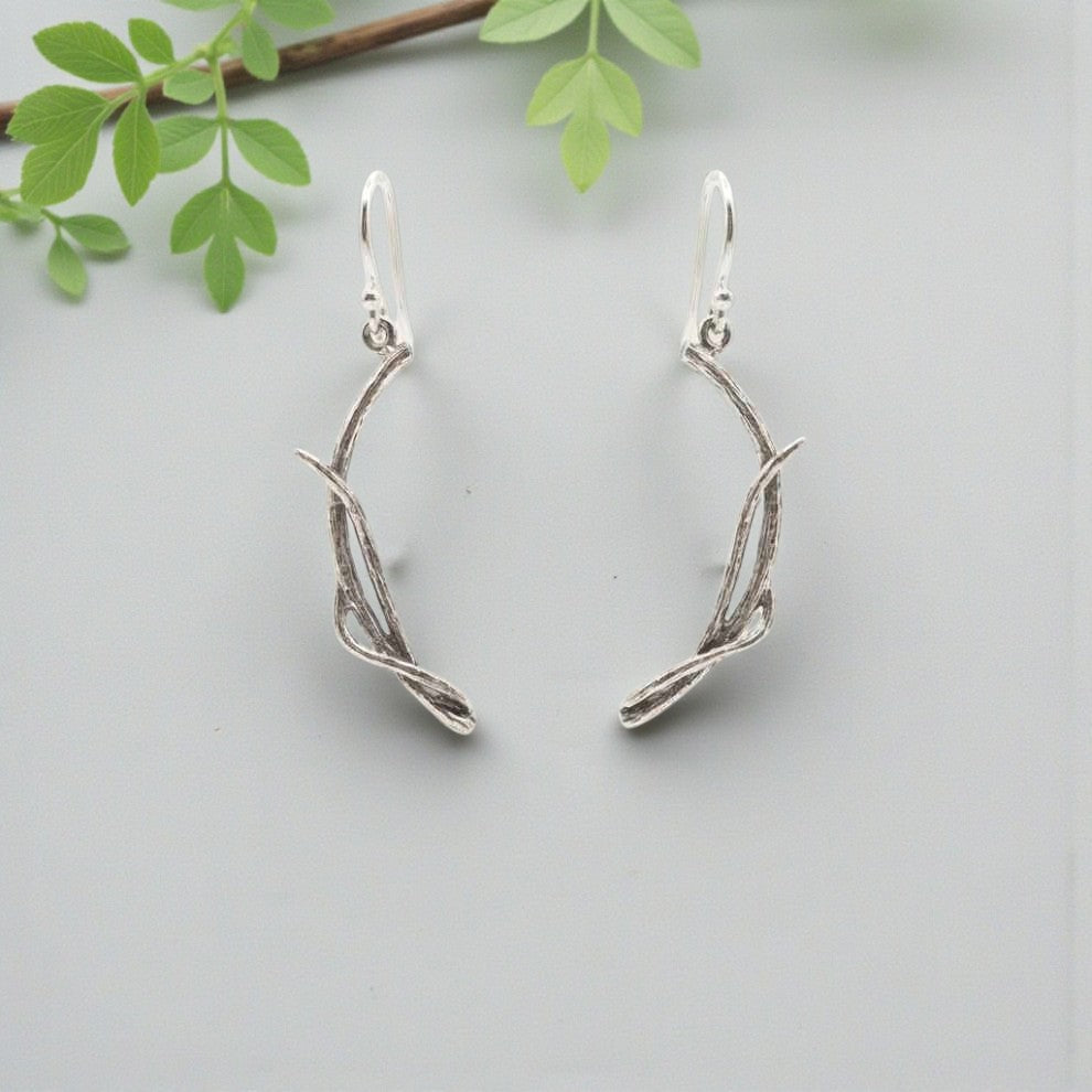 Sterling Silver Twig Dangle Earrings
