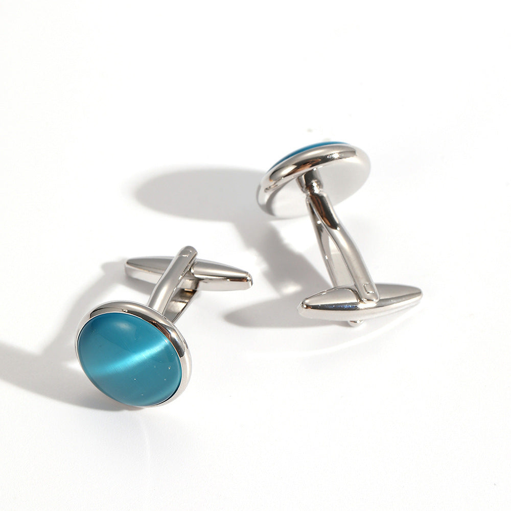 Luxury Men's Cat's Eye Stone Cufflinks - Premium Chatoyant Mineral Cuff Links for Formal Business Dress