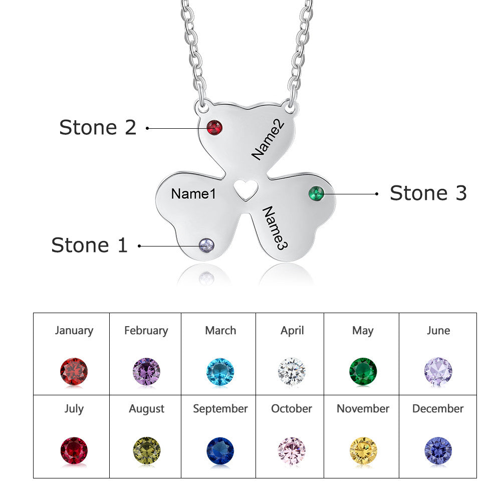 Birthstone & Engraved Stainless Steel Necklace