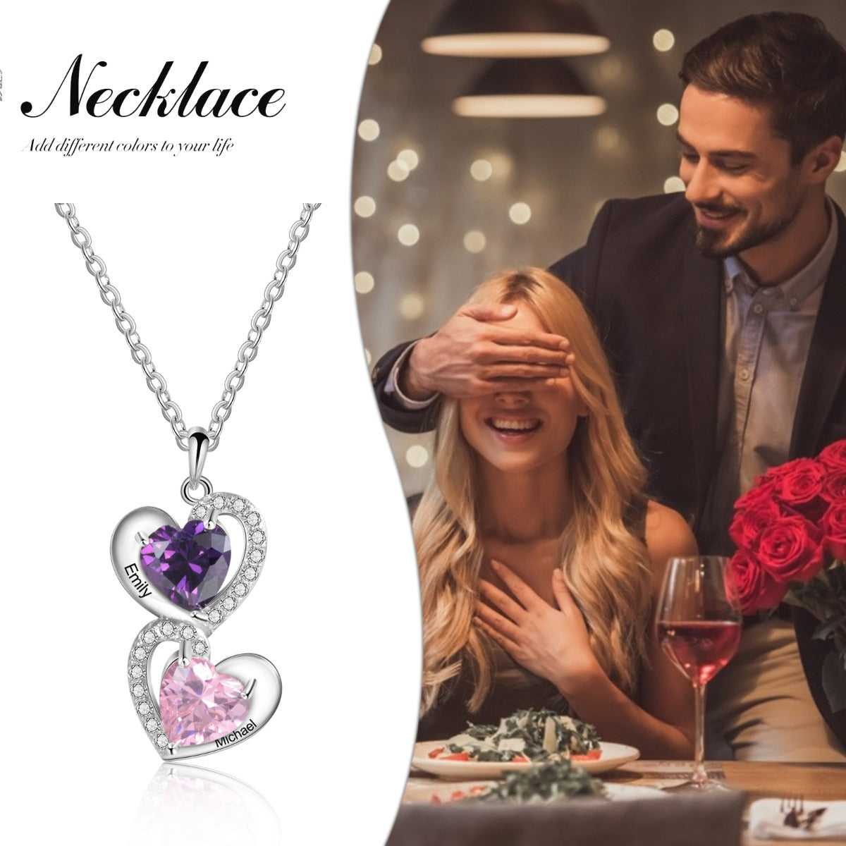 S925 Silver Heart Shape CZ Necklace
