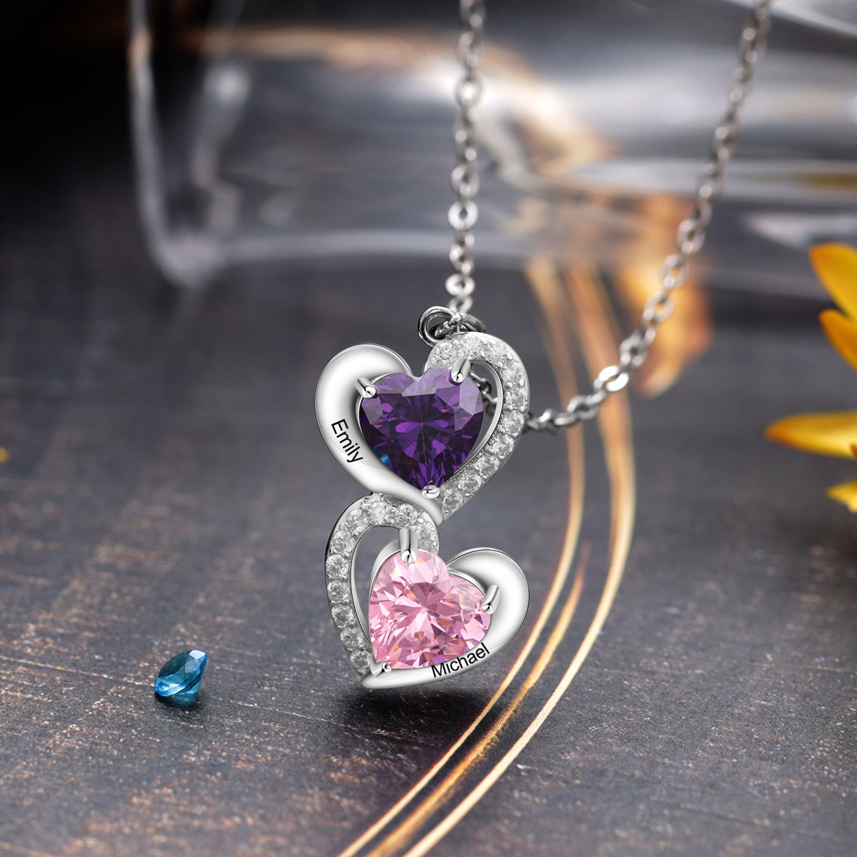 S925 Silver Heart Shape CZ Necklace