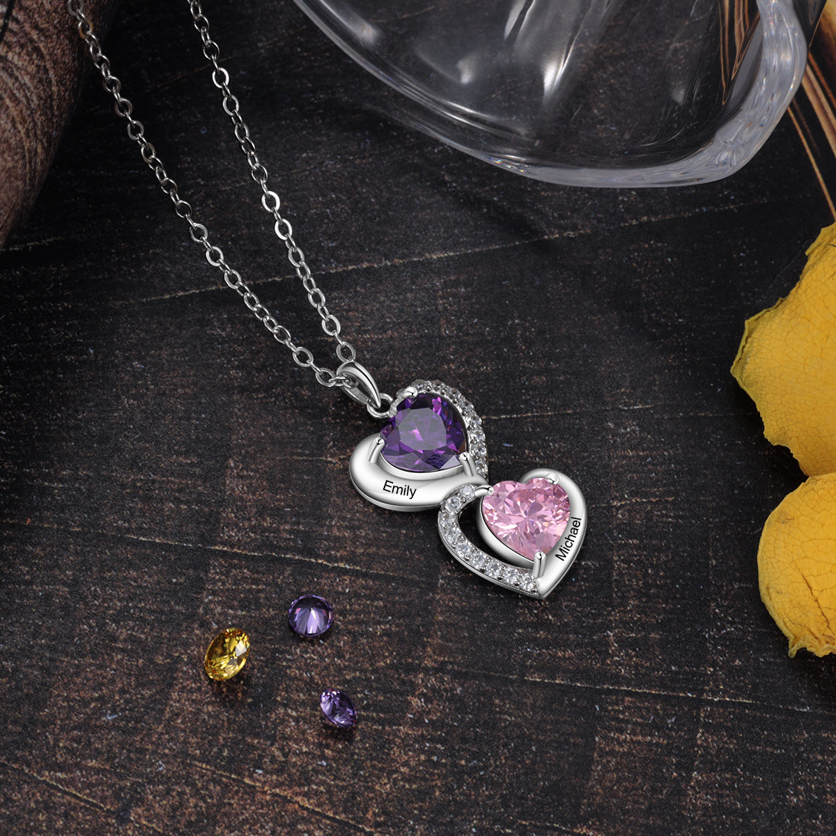 S925 Silver Heart Shape CZ Necklace